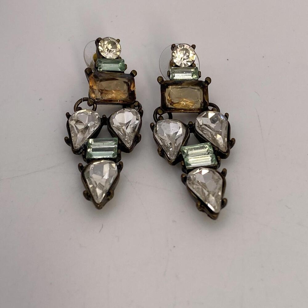 Vintage Art Deco Prong set Faceted Rhinestone Earrings